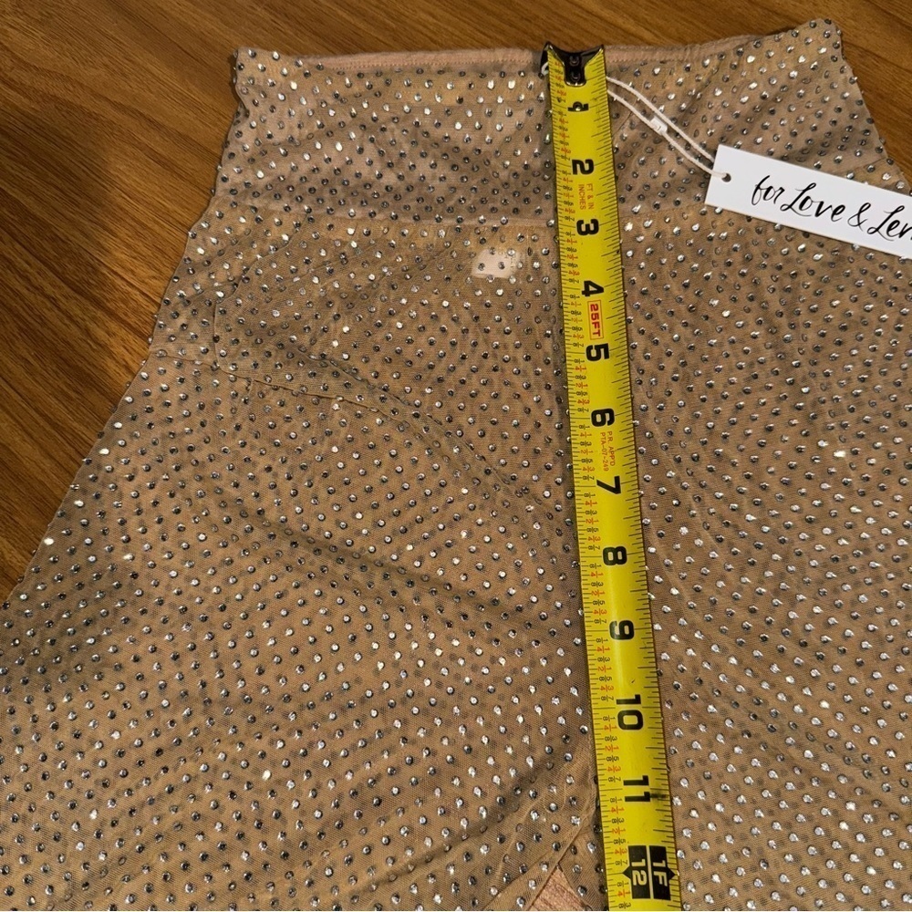 NWT For Love and Lemons Kiara Sheer Rhinestone embellished biker shorts XS - Picture 5 of 7